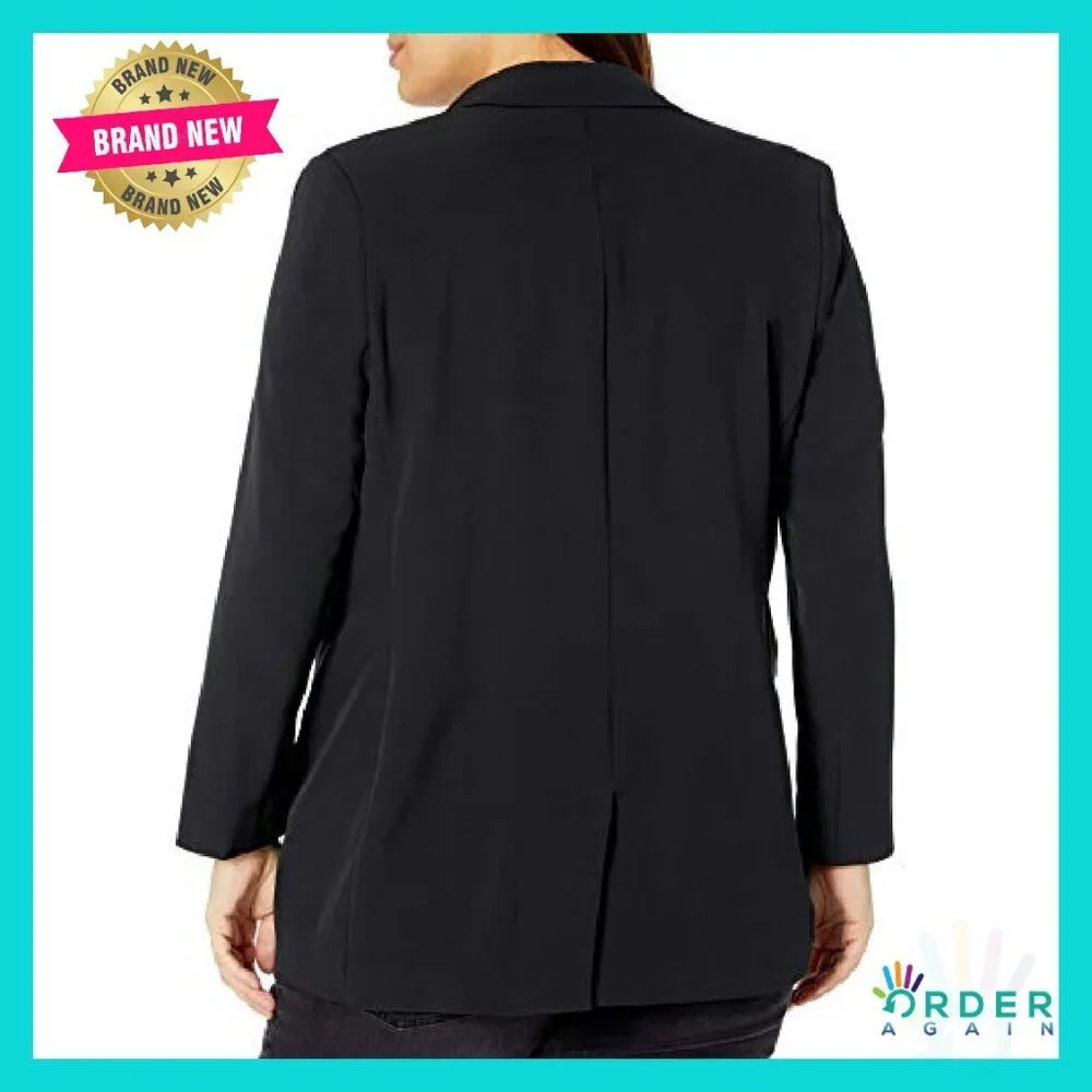 Long Blazer Power Suiting Notched Collar Elegant Minimal Chic Workwear - Picture 5 of 6